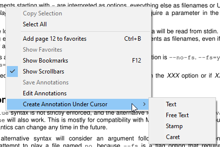 Context Menu Annotation Under Cursor