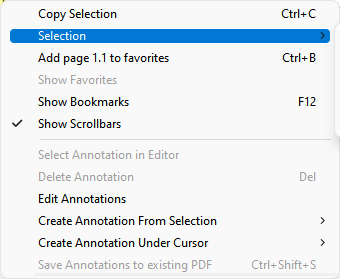 Context Menu Selection